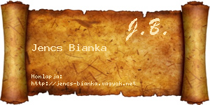 Jencs Bianka névjegykártya